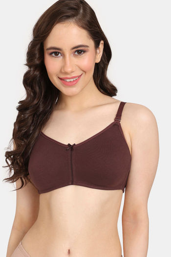 Buy Zivame Double Layered Wirefree 3-4th Coverage T-Shirt Bra - Red Plum  Blue Bonnet (Pack of 2) Online