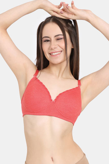 Buy Rosaline Rerooted Simplicity Padded Non Wired 3/4th Coverage T-Shirt  Bra (Pack of 2 ) - Red Green at Rs.799 online