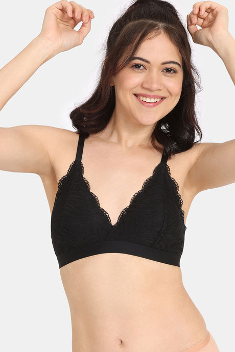 Rosaline City Hearts Double Layered Non Wired Medium Coverage Lace Bra - Tap Shoe