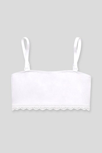 Rosaline Girls Double Layered Non Wired Full Coverage Tube Bra - Star White