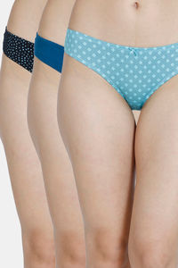 Buy Rosaline Bikini Low Rise Full Coverage Panty (Pack of 3) - Blue Poseiden Black