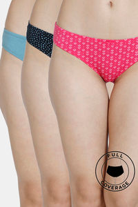 Buy Rosaline Low Rise Full Coverage Bikini Panty (Pack of 3) - Assorted