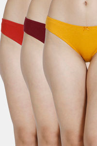Buy Rosaline Bikini Low Rise Full Coverage Panty (Pack of 3) - Golden Nova Cabernet