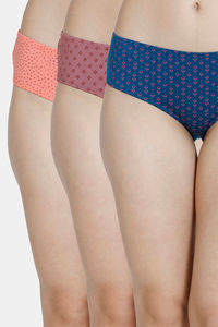 Buy Rosaline Low Rise Full Coverage Hipster Panty (Pack of 3) - Ginger Coral Poseidon