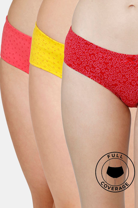 Rosaline Low Rise Full Coverage Hipster Panty (Pack of 3) - Multicolor