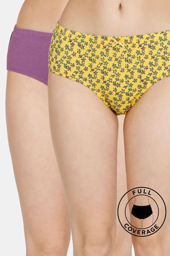 Buy Rosaline Medium Rise Full Coverage Hipster Panty (Pack of 2) - Assorted