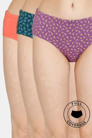 Buy Zivame Medium Rise Full Coverage Hipster Panty (Pack of 3) - Black at  Rs.648 online