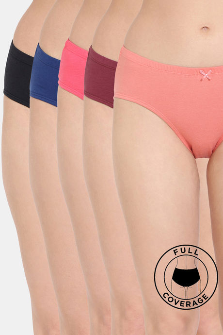 Rosaline Fleur Burst Medium Rise Full Coverage Hipster Panty (Pack of 5) - Multicolor
