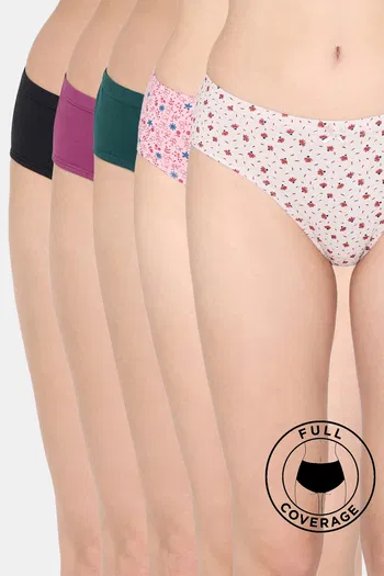 Buy Rosaline Fleur Burst Medium Rise Full Coverage Hipster Panty (Pack of  5) - Assorted at Rs.749 online