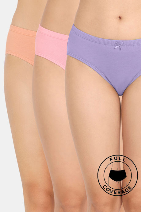 Rosaline Cotton Comfort Medium Rise Full Coverage Hipster Panty (Pack of 3) - Multicolor