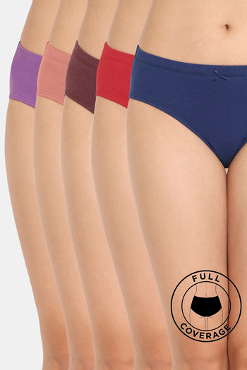 Cotton Stretchy Full Coverage Women's Hi-Cut Panties 5-Pack