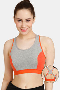 Buy Lady Lyka Medium Impact Seamless Cotton Sports Bra (Pack of 2) - Grey  Punch at Rs.679 online