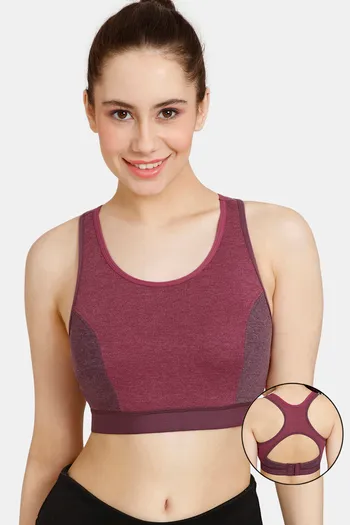 Buy Rosaline Low Impact Sports Bra With Racer Back - Red Plum at Rs.487  online