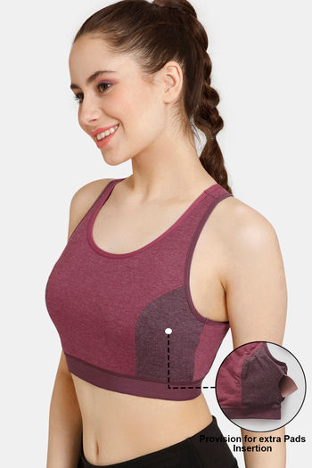 Buy Rosaline Low Impact Sports Bra With Racer Back - Red Plum at