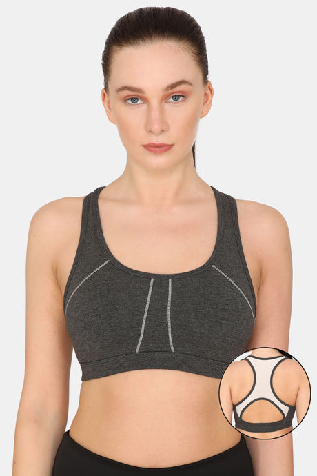 Buy Rosaline Sports Bra With Removable Padding - Grey Melange at Rs.405  online