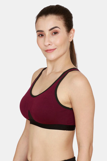 Rosaline Easy Movement slip On Sports Bra - Wine