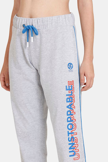 Buy Rosaline Easy Movement Joggers - Bleach Grey Melange at Rs.402 online