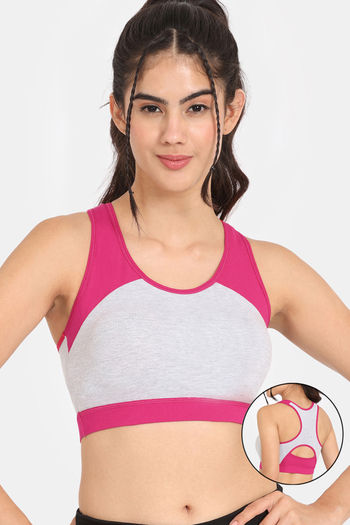 Rosaline Slip On Sports Bra With Removable Padding - Grey Melange