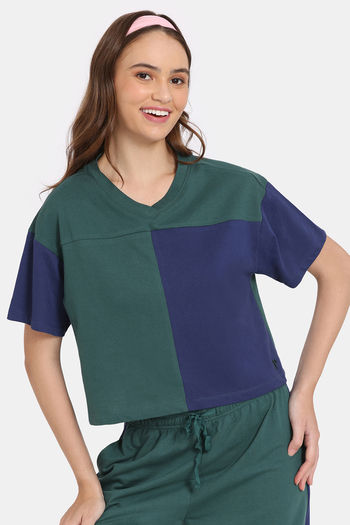 Buy Rosaline Crop Length Loungewear Top - Bayberry