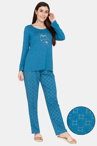 Buy Rosaline Spatial Speckle Knit Cotton Pyjama Set - Blue Sapphire
