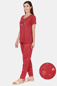 Buy Rosaline Just Treats Knit Cotton Pyjama Set - Wine