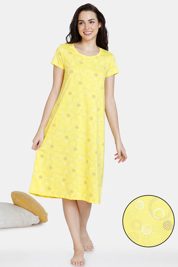 Buy Rosaline Starry Nights Knit Cotton Mid Length Nightdress - High Visibility