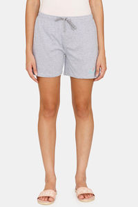 Buy Rosaline Geo Blooms Knit Cotton Sleep Shorts - Grey Melange