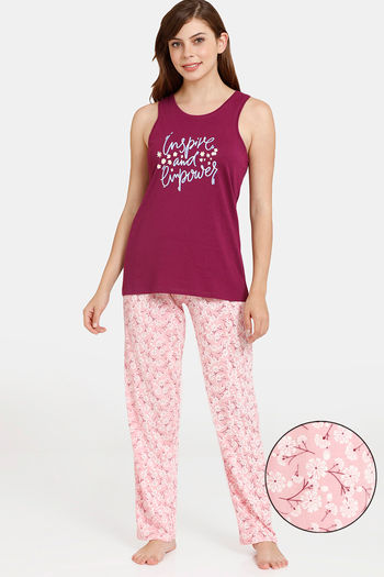 Buy Rosaline Dream Land Knit Cotton Pyjama Set - Candy Pink