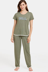 Buy Rosaline Dream Land Knit Cotton Pyjama Set - Four Leaf Clover