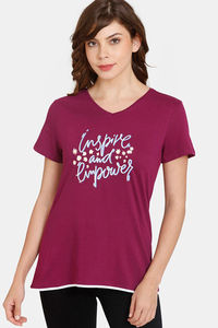Buy Rosaline Dream Land Relaxed Fit Poly Cotton Top - Plum Caspia