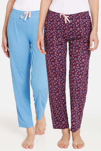 Buy Rosaline Meadows Knit Cotton Pyjama (Pack of 2) - Red Blue
