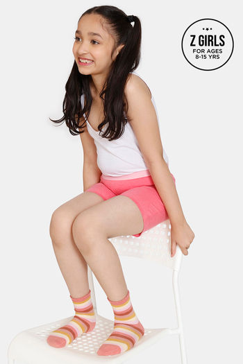 Rosaline Girls Knit Poly Shorts - Pink Lemonade