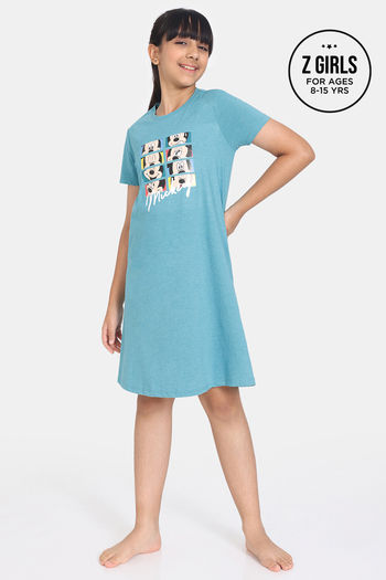 Buy Rosaline Girls Disney Knit Cotton Knee Length Nightdress - Baltic