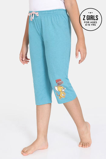 Buy Rosaline Girls Tom & Jerry Knit Cotton Capri - Baltic