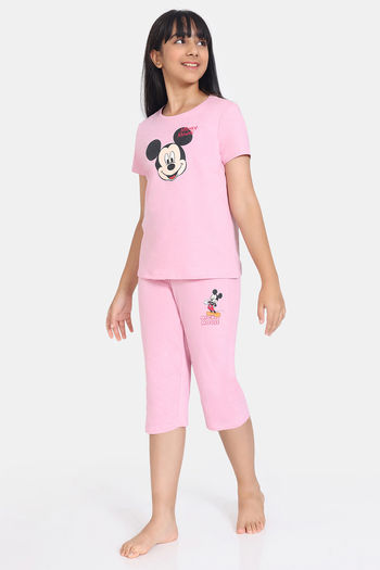 Buy Rosaline Girls Disney Knit Cotton Capri Set - Pink Nectar at Rs.500  online