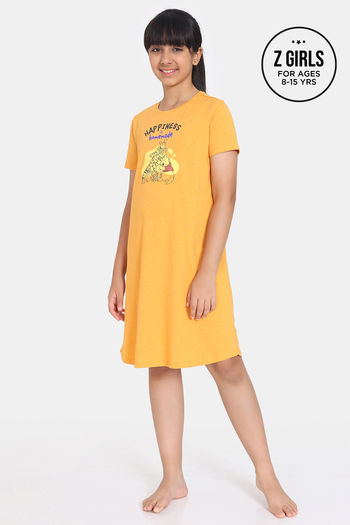 Buy Rosaline Girls Winnie The Pooh Knit Cotton Mid Length Nightdress - Beeswax