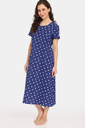 Buy Zivame Sea Life Knit Cotton Mid Length Nightdress - Pink at Rs.448  online, Nightwear online