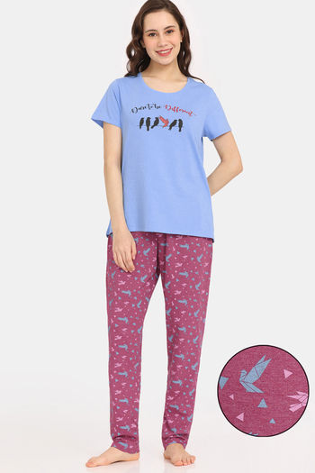 Buy Rosaline Joy Sticks Knit Cotton Pyjama Set - Sangria