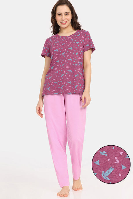 Rosaline Joy Sticks Knit Cotton Pyjama Set - Bonbon