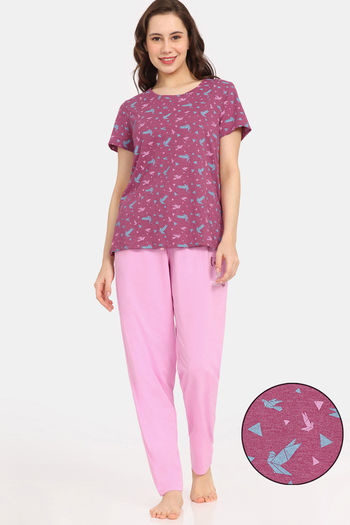 Buy Rosaline Joy Sticks Knit Cotton Pyjama Set - Bonbon