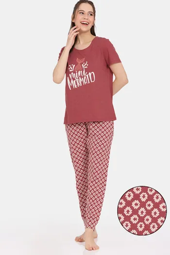 Buy Rosaline Serenity Knit Cotton Pyjama Set - Garnet