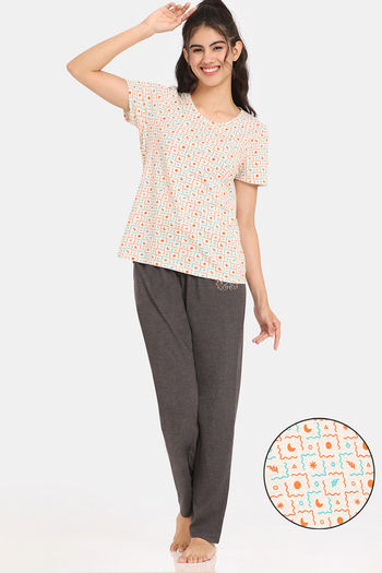 Zivame Sets : Buy Zivame Maternity Summer Thyme Knit Cotton Top And Pyjama  - Starlight Blue (Set of 2) Online