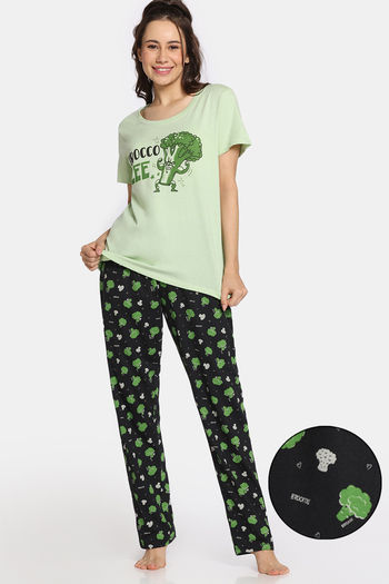 Rosaline Bon Appetit Knit Cotton Pyjama Set - Black Beauty