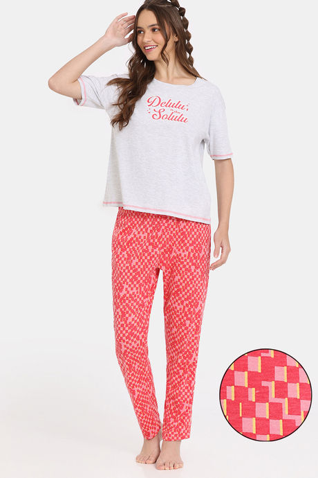 Rosaline Knit Poly Pyjama Set - Plumeria