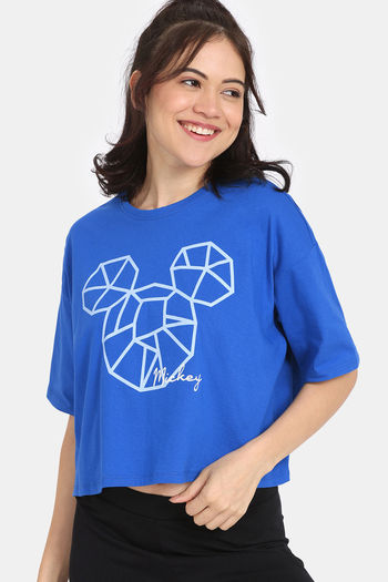 Buy Rosaline Mickey & Donald Knit Cotton Sleep Top - Skydiver