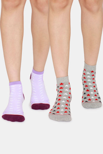 Rosaline Ankle Lowcut Socks  Pack Of 2    Lavender Grey star