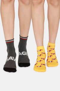 Buy Rosaline Ankle-Lowcut Socks (Pack Of 2) - Grey yellow