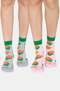 Buy Rosaline Ankle Socks (Pack Of 2) - Pink Green