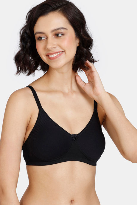 Buy Zivame Basics Double Layered Non Wired 3/4th Coverage Bra Black Forest  online