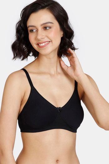 Buy Zivame Basics Double Layered Non Wired 3/4th Coverage Bra - Anthracite